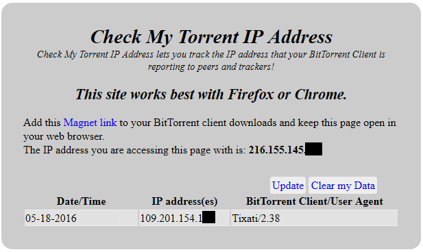 Check your Tixati IP address