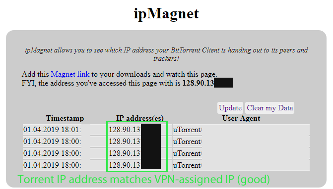 Проверете вашия IP адрес на Vyprvpn Torrent