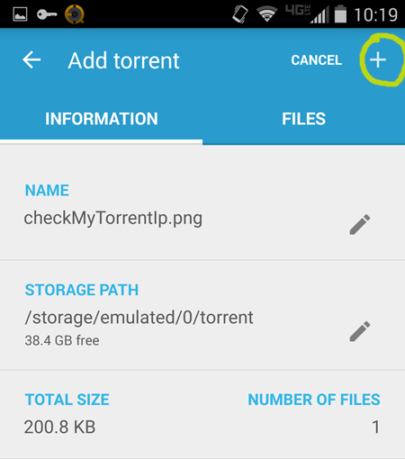Adding the tracking torrent to Flud