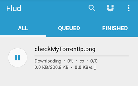 CheckmytorrentIP download Status in Flud