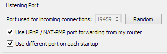 QBittorrent listening port. UPnP enabled, and port # is randomized.