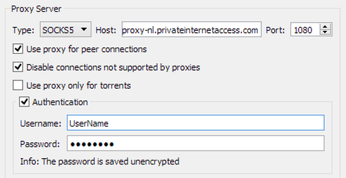 PIA proxy settings in QBittorrent