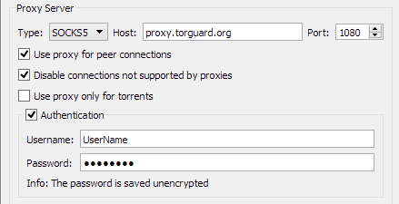 Torguard proxy settings in QBittorrent