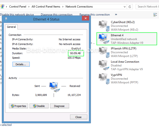 Finding the VPN Network interface in windows.