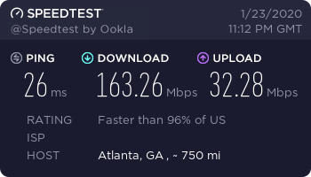 IPVanish speedtest (Atlanta, Georgia)
