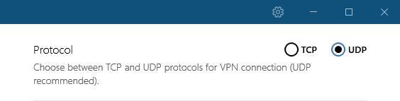 VPN Protocol (Choose UDP, not TCP)