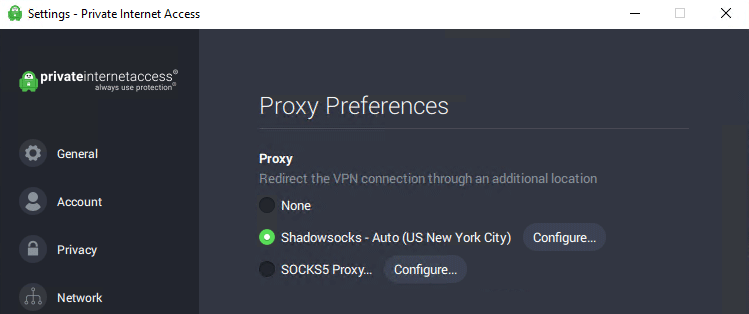 Proxy and ShadowSOCKS settings