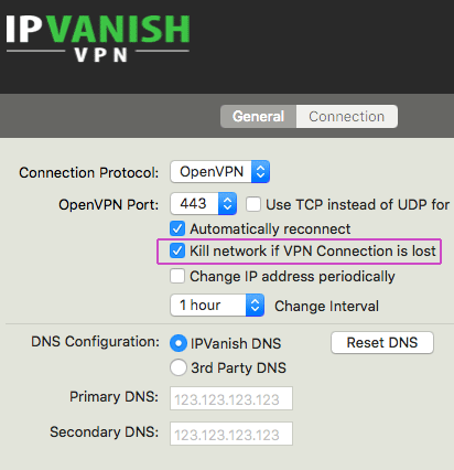 Enable the VPN kill-switch on Mac (IPVanish)
