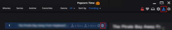 Delete an individual torrent in Popcorn Time