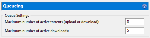 Queue settings in uTorrent client