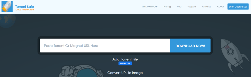 Screenshot of torentsafe.com torrent downloader interface